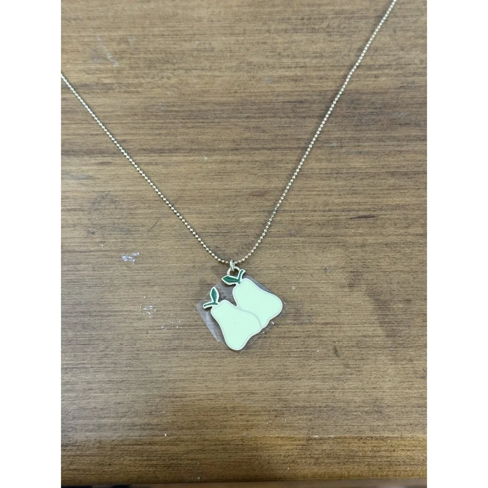 Marc By‎ Marc Jacobs Pear Pendant Necklace Fruit Watch Clock Charm Enamel Chain